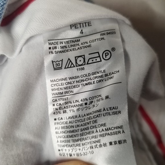 Banana Republic Women's Avery Blue Chambray Linen Blend Crop Ankle Pants Size 4P - Picture 7 of 10